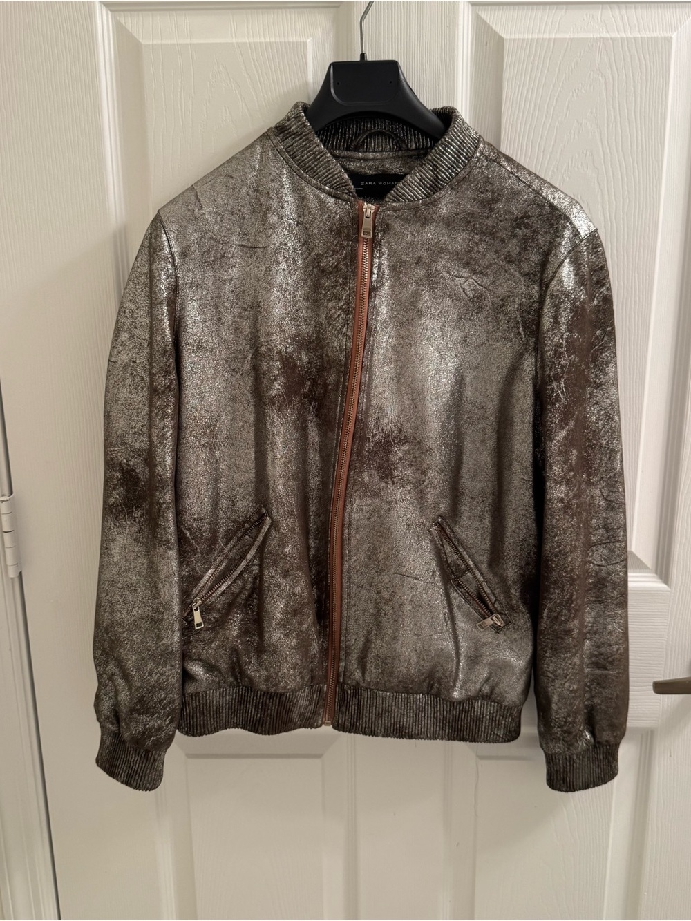 Zara Metallic gold and Brown Bomber Jacket